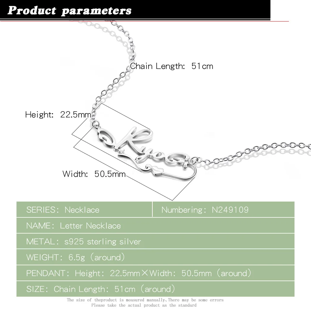 Оптовая продажа модное колье с подвеской в виде буквы 925 Серебряный кулон шрифт