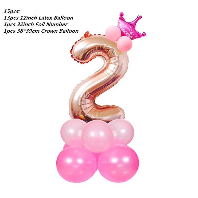 pink 2 set Счастливые шляпы для празднования первого дня рождения, декоративная крышка, один праздничный колпак, корона принцессы, 1-й 2-й 3-й год, детский аксессуар для волос - Цвет: pink 2 set