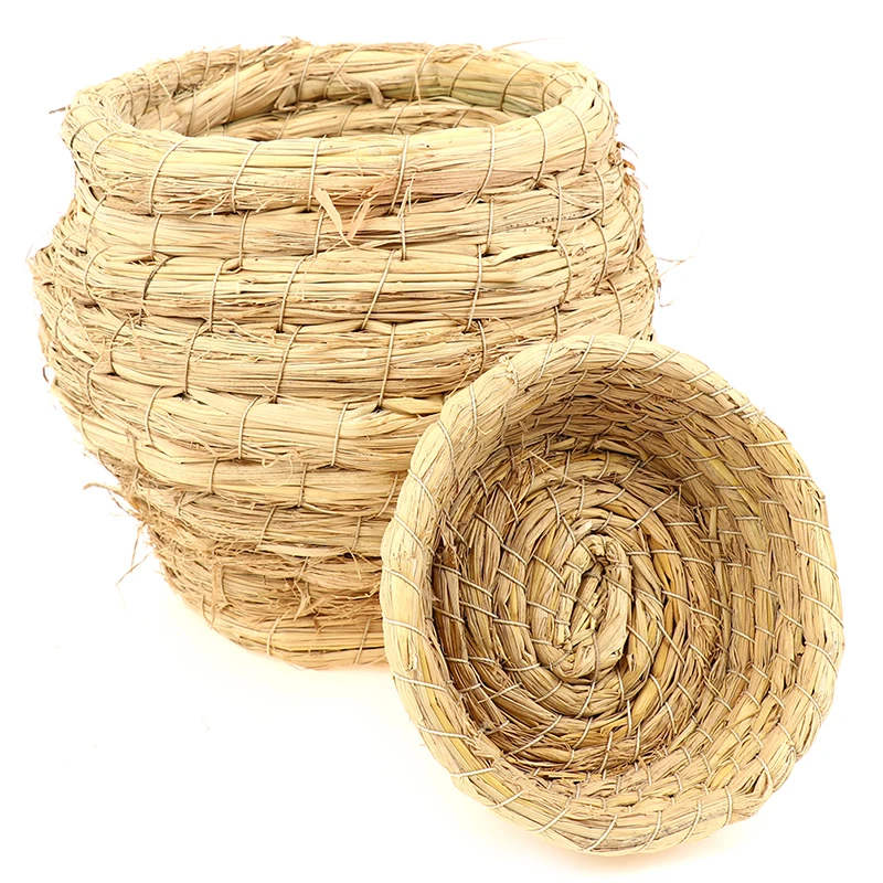 handmade woven straw bird nest breeding nest hatch house birdcage birdhouse for parrot parakeet cockatiel lovebird dove pigeon free global shipping