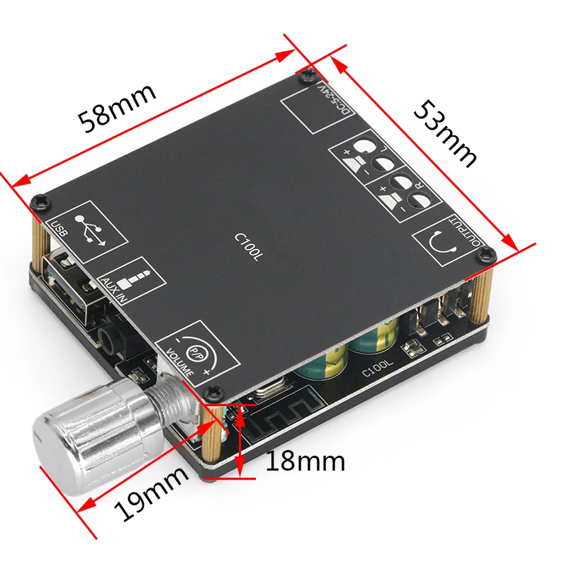 XY-C100L Bluetooth 5.0 Wireless Audio Digital Power amplifier Stereo board 100Wx2 Amp Amplificador 3.5MM USB APP | Электроника