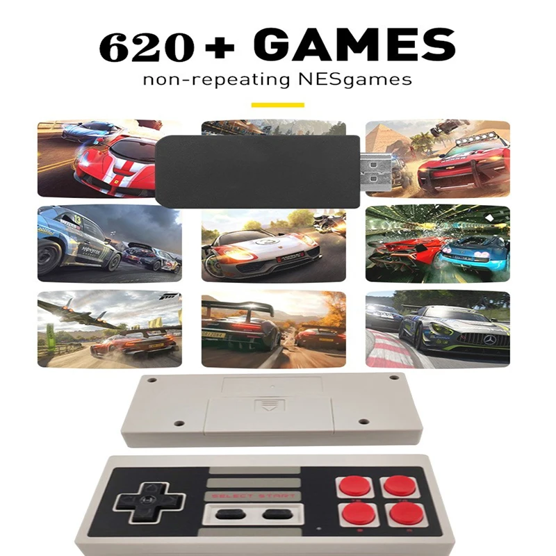

Video Game Console Built In 620 Classic Games Mini Retro Console Wireless Controller HDMI-Output Dual Players Game Console