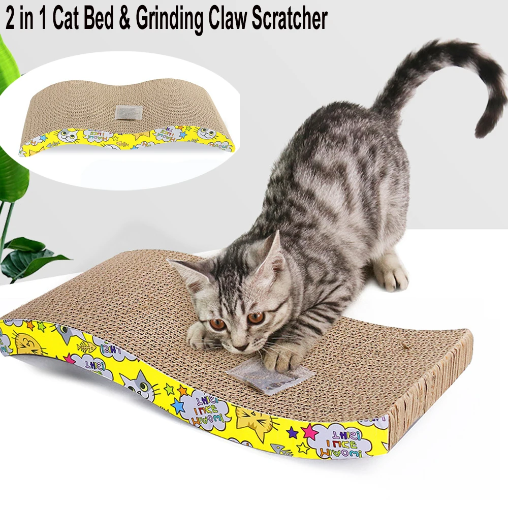 

Cat Scratcher Cardboard with Catnip Kitten Corrugated Paper Nails Scratch Board Pad For Kittens Cat Scratching Pet Toys