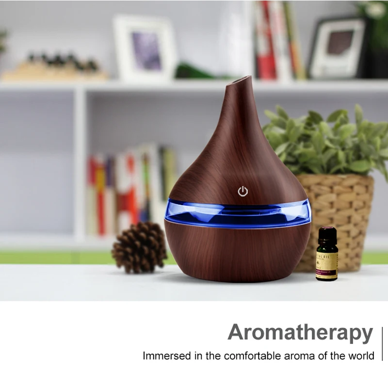 300ml USB Electric Aroma Air Diffuser Wood Grain Ultrasonic Humidifier Cool Mist Maker With 7 Colors Lights For Home | Бытовая техника