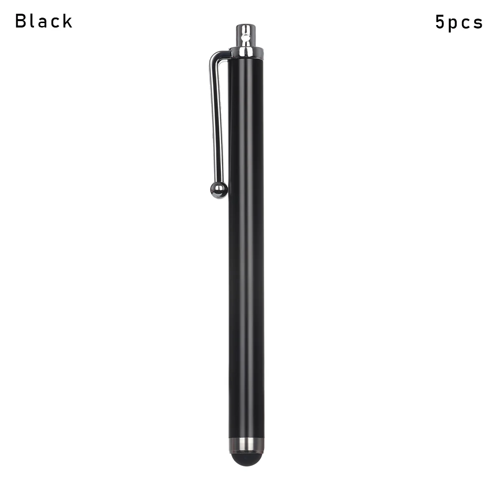 5pcs black 5/10 шт. металлический ПК Экран стилус для сенсорного экрана, Аксессуары для мобильных телефонов, стилус для сенсорного экрана, Сенсорный экран Стилус для планшета iPad сотового телефона для samsung - Colors: 5pcs black