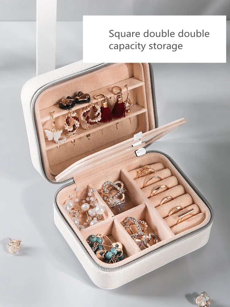 

Home Living Room Plastic Portable Jewelry Ring Display Storage Box Bedroom Earring Tray Holder Cosmetic Container Showcase