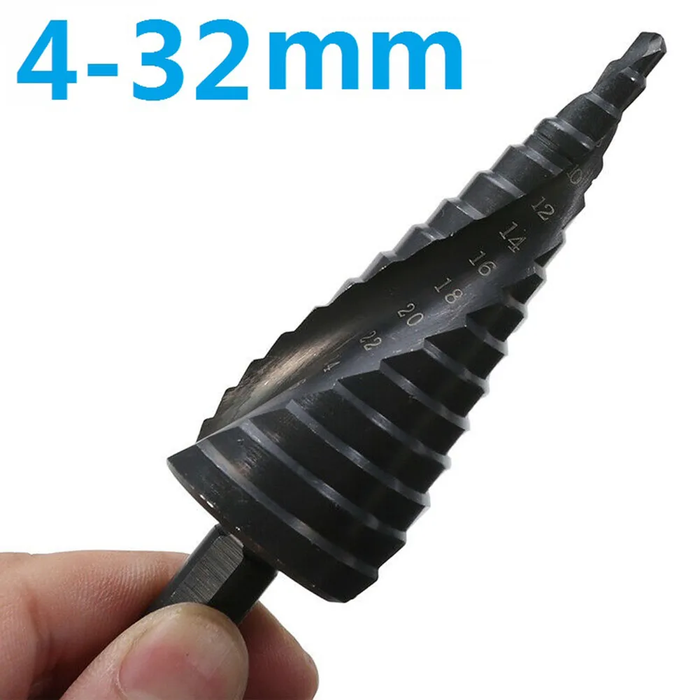 

4-32mm Step Drill Bit Titanium Nitride Coated HSS Spiral Step Cone Drill Bit Metal Hole Cutter For Metal Cone Wood Plastic