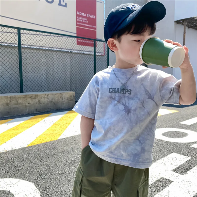 Одежда для малышей Детская футболка с короткими рукавами мальчиков Новинка лета