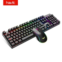 havit gaming mechanical keyboard and mouse combo blue switch 104 keys rainbow backlit keyboards 4800dpi 7 button mouse wired