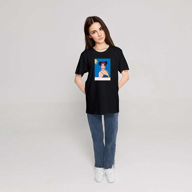 

Женская футболка с принтом девушки в отпуске, женские креативные облегающие футболки, модная удобная футболка, женские футболки с круглым в...