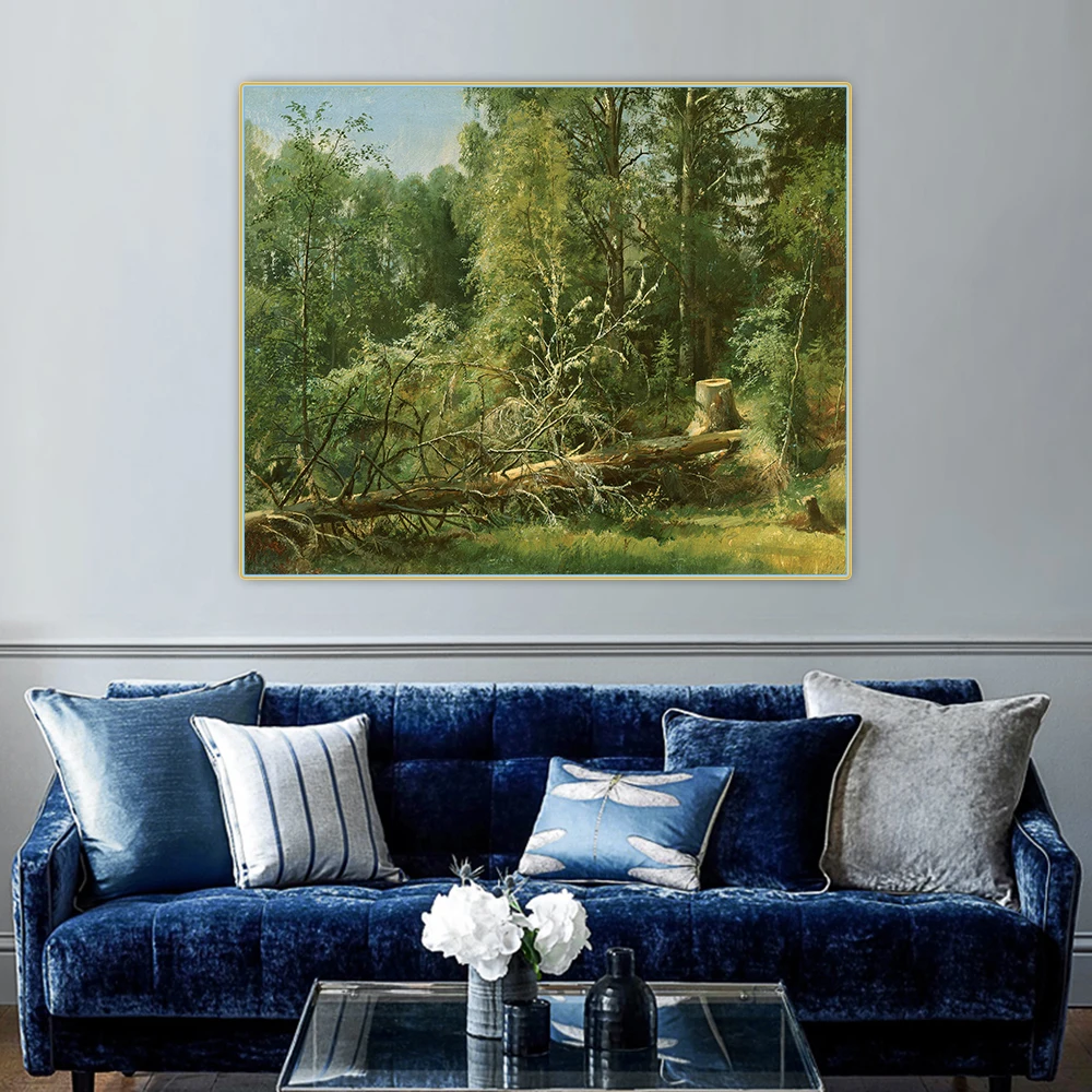

Holover Canvas Oil Painting Ivan Shishkin"Fallen Tree"Touring Exhibition School Aesthetic Wall Art Home Room Decoration
