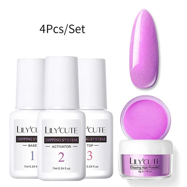 4Pcs Set 08 LILYCUTE комплект погружения ногтей Блеск порошок комплект Градиент Французский ногтей косметическая пудра Kit Красочные голографические натуральный сухой пигмент 2/3/4/8 шт - Цвет: 4Pcs Set 08