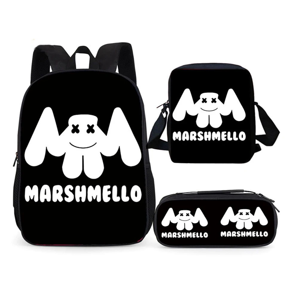 LUOBIWANG 3 шт. комплект Marshmello рюкзак школьные сумки для подростков мальчиков и девочек Водонепроницаемый школьный студенческий рюкзак для детей