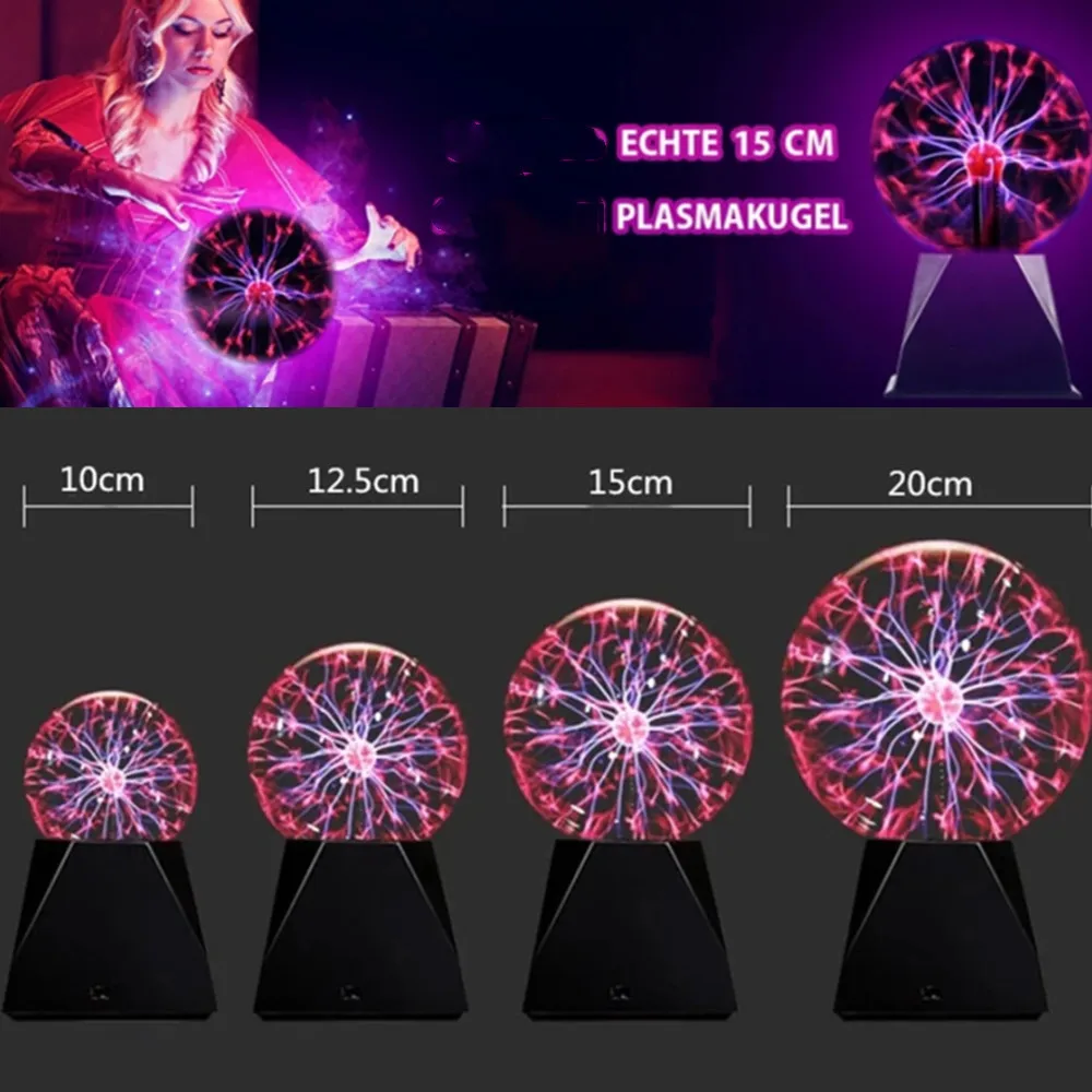 

Novelty Magic Plasma Ball Light 4/5/6/8 Inch Night Light Christmas Kids Gift Glass Plasma Lamp Party Decor Table Lights