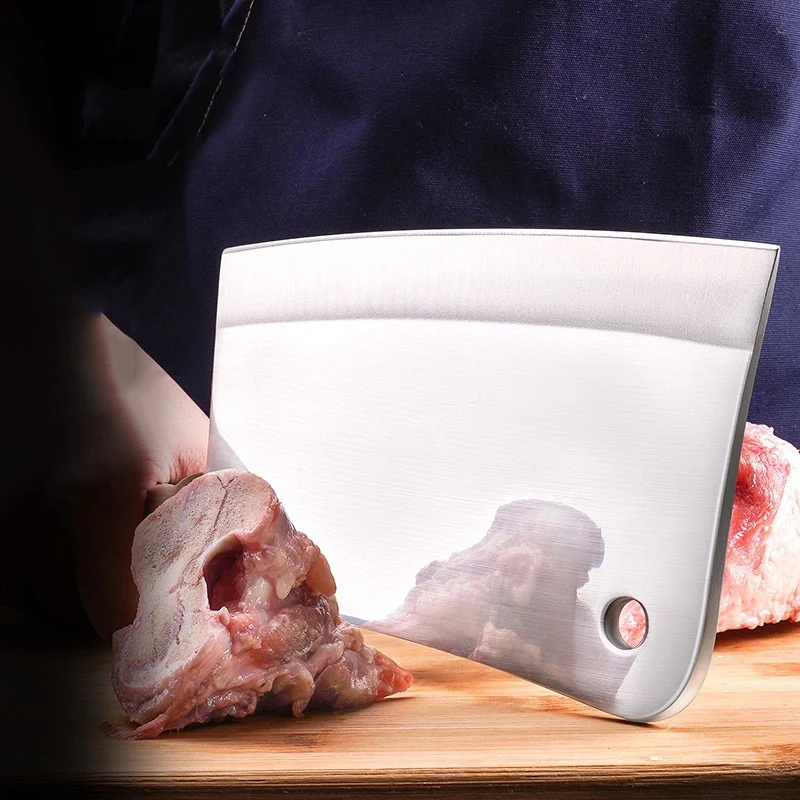 

5mm Thickened Stainless Steel Powerful Bone Cleaver Solid Wood Handle Sharp Kitchen Chef Knife Chopper Butcher Cutter