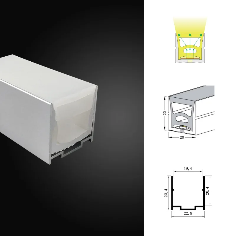 Полоска светодиодная неоновая алюминиевая пластиковая с зажимом для 220 В 24 2835 5050