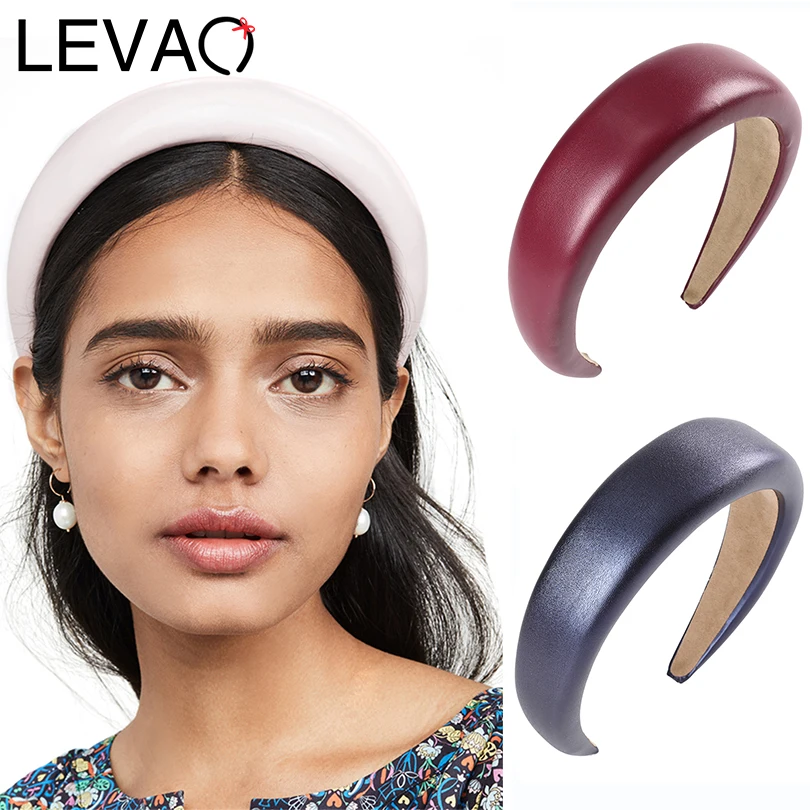LEVAO, кожаная губчатая Мягкая повязка на голову, модная резинка для волос, ободок, тюрбан, элегантные женские аксессуары для волос, головные уборы, обруч для волос