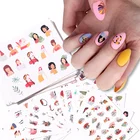 Наклейки для ногтей Harunouta, 12 видов стилей шт.лист, с изображением сексуальной девушки, Водные Наклейки с алфавитом, цветком, Слайдеры для самостоятельного дизайна ногтей