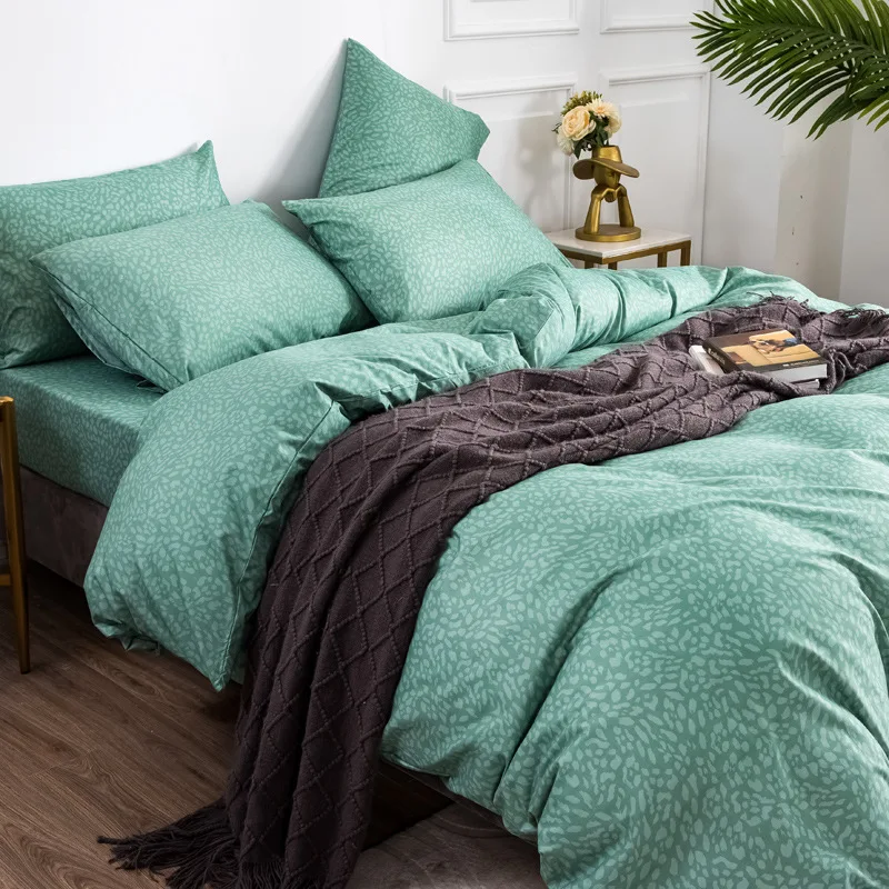 Leopard Print Comforter Cover Set Four Seasons Solid Color Brushed Soft Pillow Case Cheap 3pc Breathable Duvet Quilt BS067 |