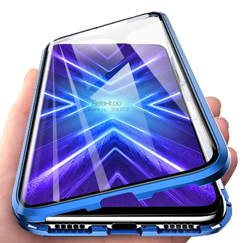 Магнитный чехол для Huawei Honor 9X STK-LX1 двухсторонний из закаленного стекла телефона 9 X