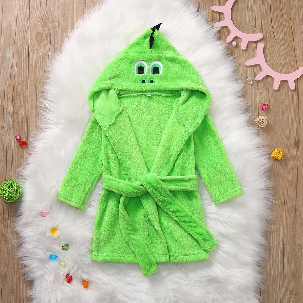 TELOTUNY детский фланелевый теплый банный халат с капюшоном банное полотенце пижамы