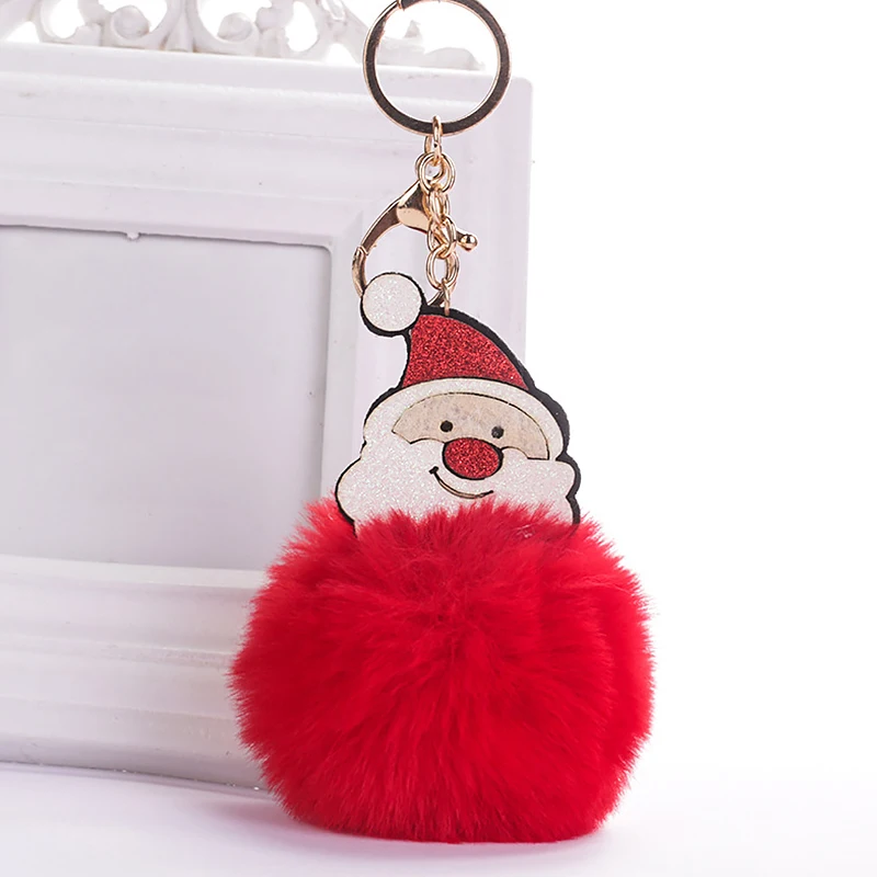 Рождество Санта Клаус искусственный мех брелки Рождественский брелок подарок