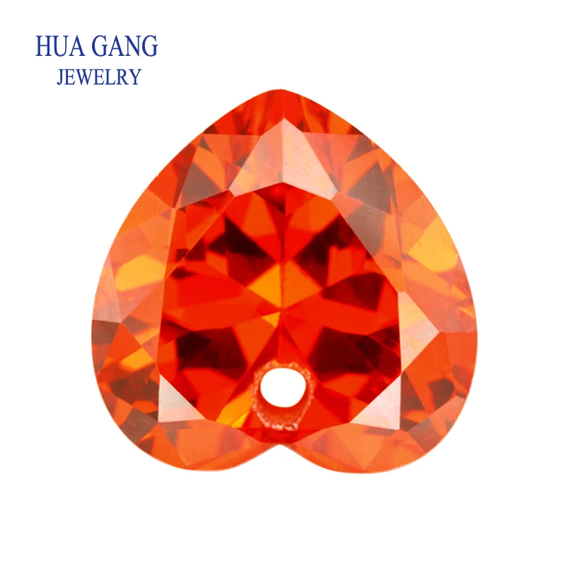 

Single Hole AAAAA Heart Shape Orange Cubic Zirconia Stone For Jewelry Making 4x4~12x12mm High Quality CZ