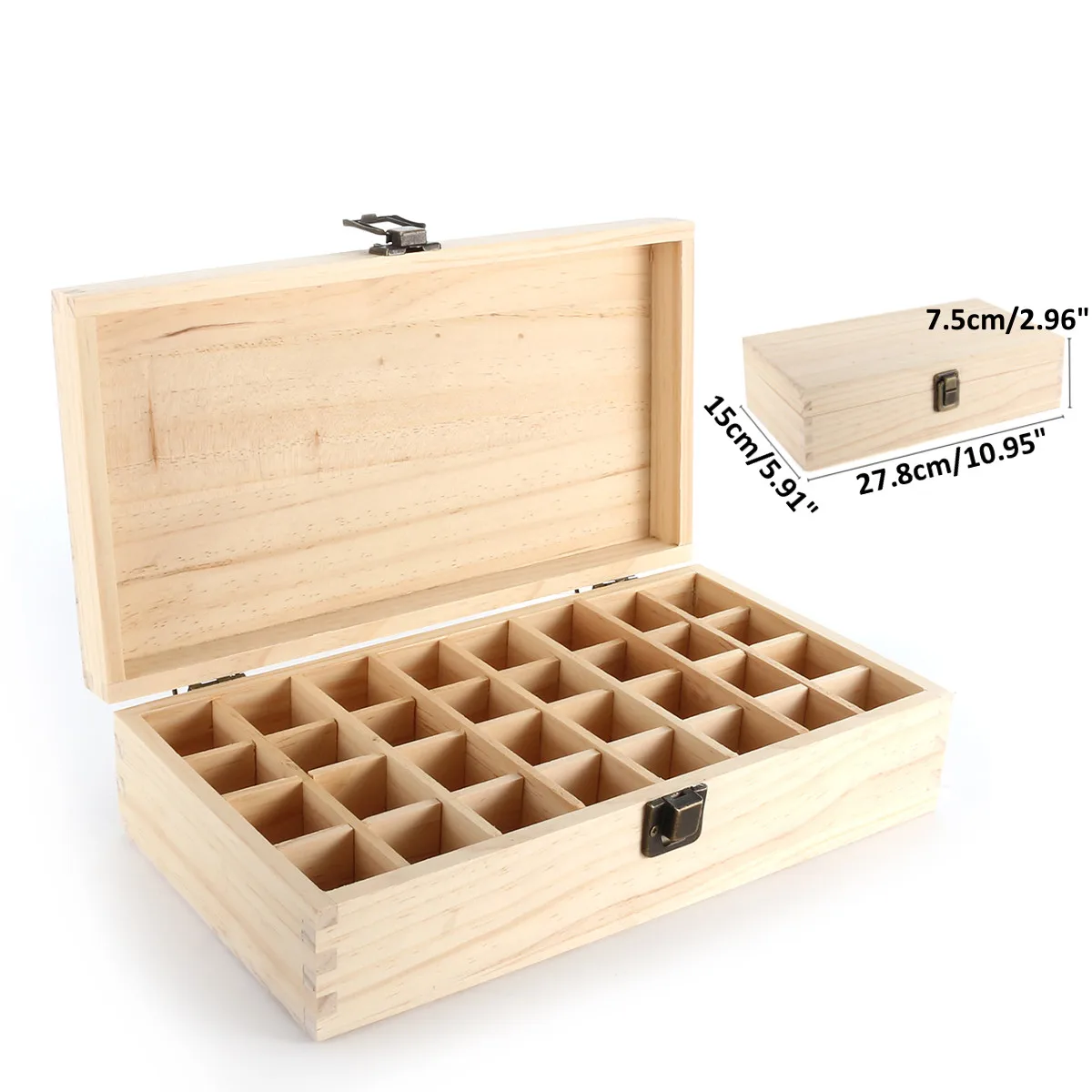 

32 Grids Wooden Essential Oil Storage Box Case Holder Container Organizer Carrying Case Aromatherapy Container Toiletry Kits