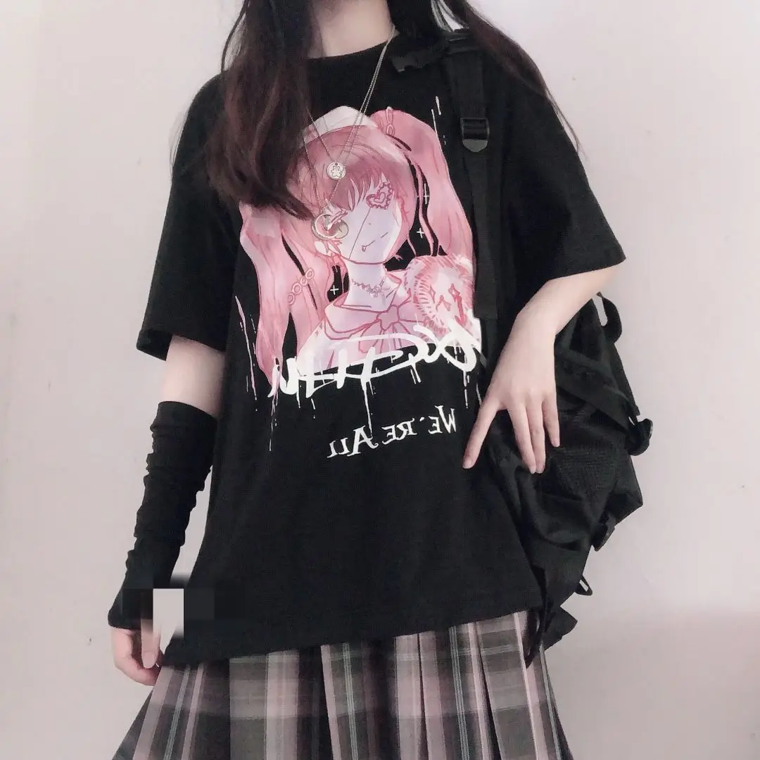 Женская футболка в стиле Харадзюку летняя готическом y2k | одежда