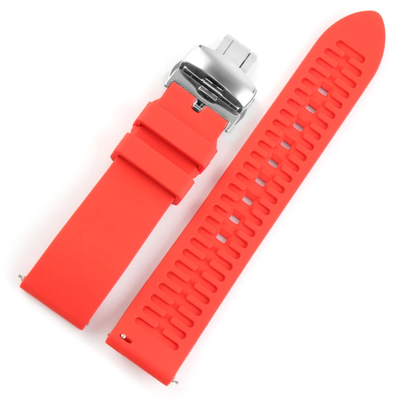 red btf clasp 18 мм 20 мм 22 мм силиконовый ремешок резиновый ремешок для часов Seiko 5 SRP SKX007 ProPex PADI Casio Edifice часы браслет спортивный человек - Цвет ремешка: red btf clasp