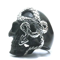 vintage mens stainless steel ring gothic punk horror snake skull ring cool mens rock biker jewelry gift