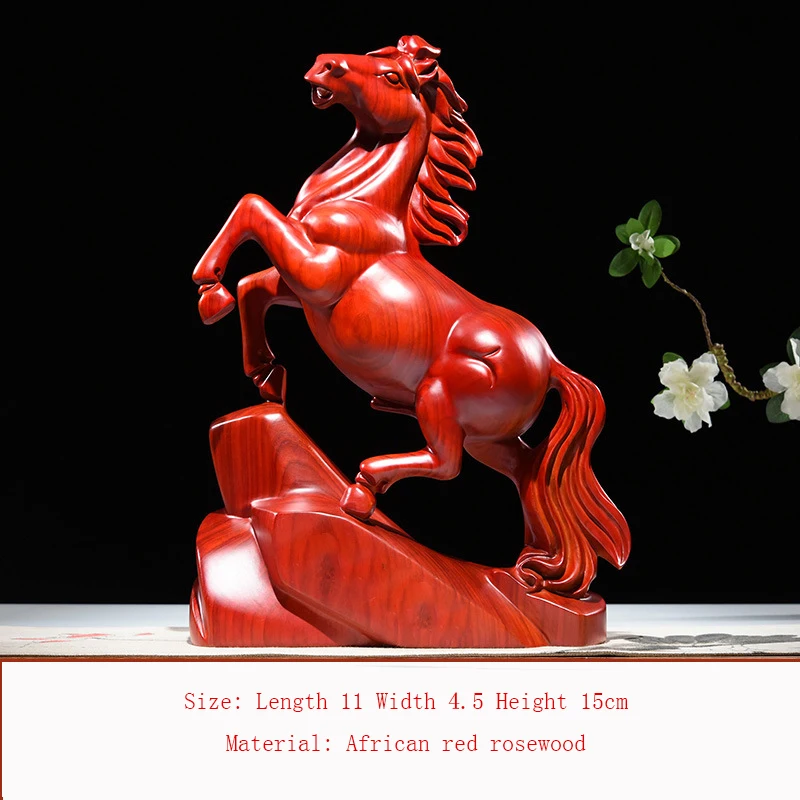 

Rosewood Solid Wood Horse Horse To Success Wood Carving Ornaments Mahogany Craft Gift Round Carving Red Rosewood Animal Office