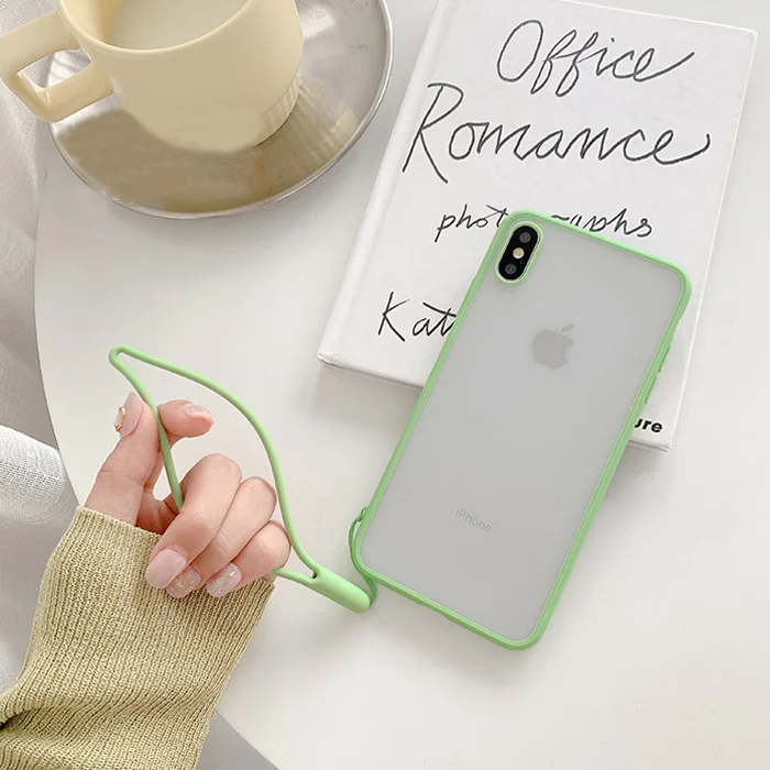 Отсутствие Карамельный цвет матовый пара чехол для iphone X XS Max XR Чехлы для iphone 7 8 6 6S P lus крышка с ремешок для запястья