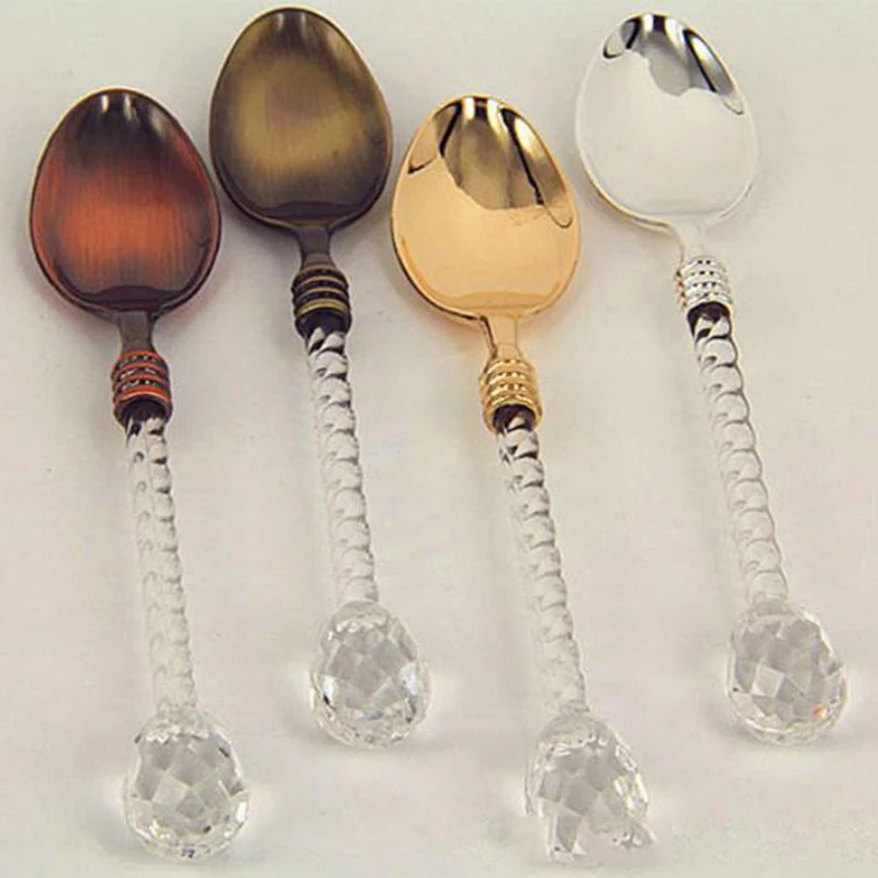 Продаваемая кристальная ручка чайная кофейная ложка для мороженого десертный