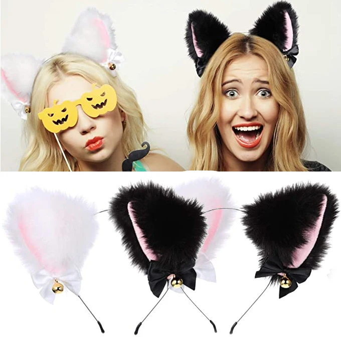 

Simulation Fox Cat Ears Headband Hair hoop Plush Cute Lolita Headwear Cartoon Cosplay Head bandPerformance Headdress Party