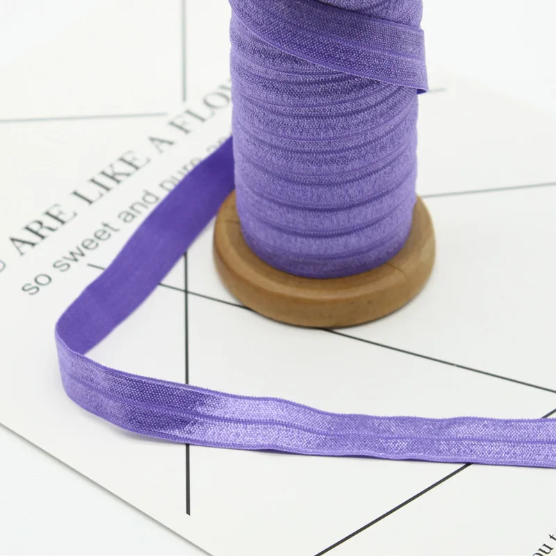 Purple464 50 ярдов Meetee 15 мм полиэфирная одноцветная эластичная лента нейлоновая тесьма DIY Edge band Йога пояс резинка аксессуары для волос RC324 - Цвет: Purple464