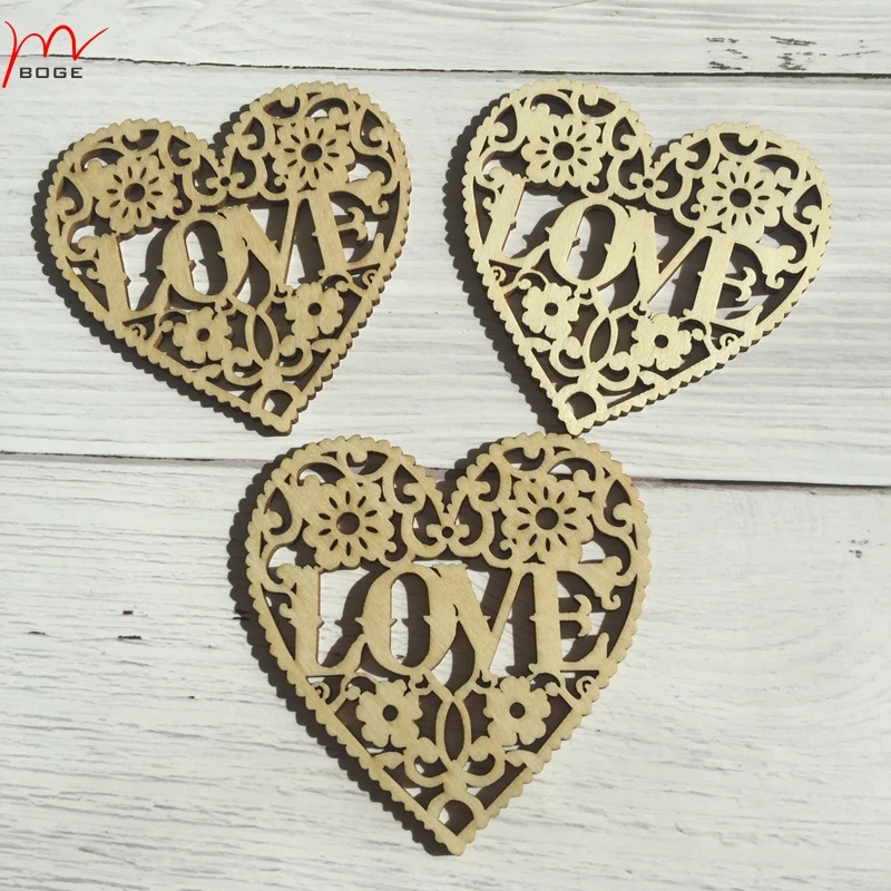 

set of 50 i love you wood love heart pendant heart charm wedding gift