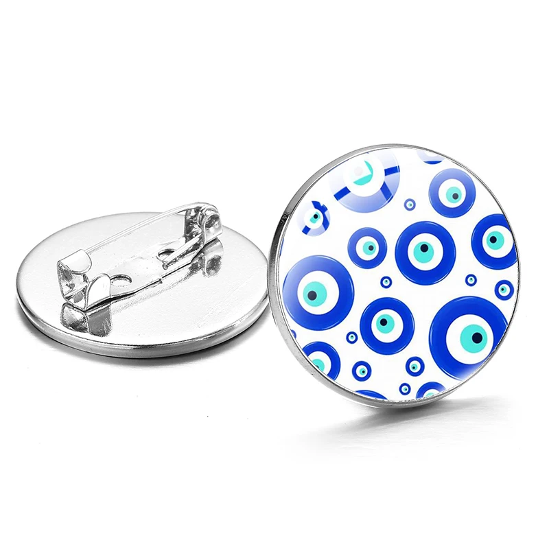 Винтажная брошь с изображением турецкого сглаза стеклянная круглая роскошная