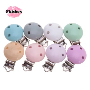 10 шт. деревянные круглые скрепки, натуральные детские соски с зажимом, очаровательные Силиконовые Прорезыватели для зубов, ожерелье, цепочка, аксессуары, дерево