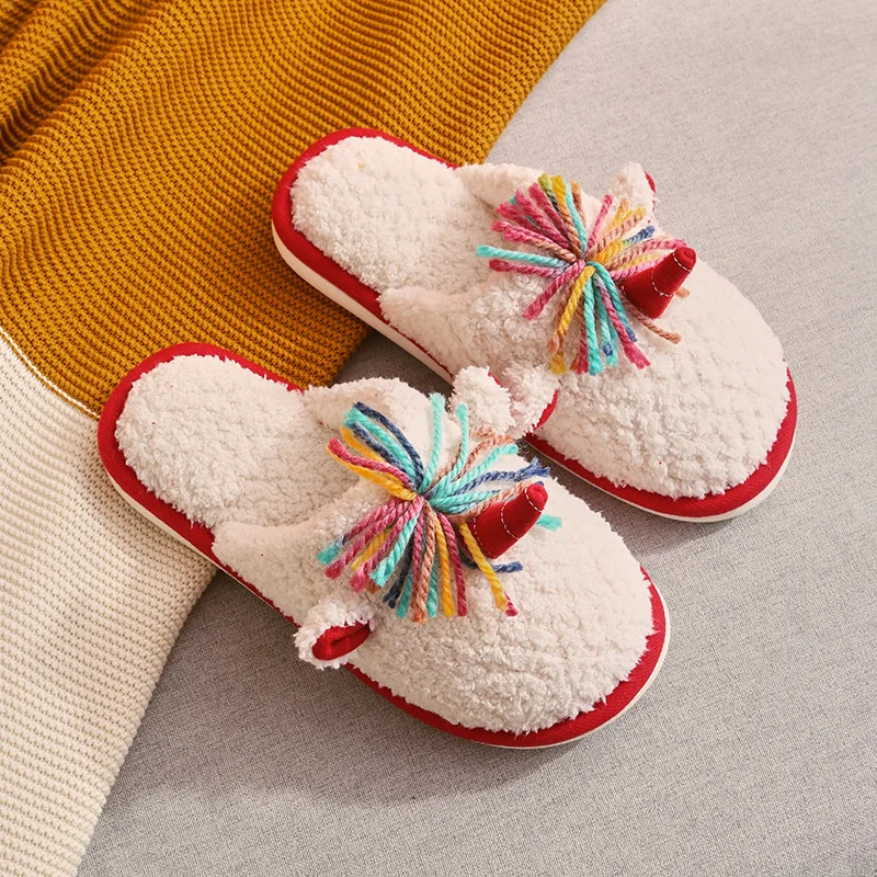 

New Style Cotton Slippers for Men's Fall/winter Couples Home Cute Thick-soled Plush Warm Non-slip Cotton Shoes for Women