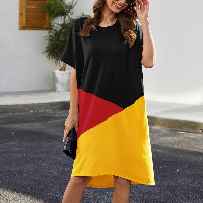 2020 новое летнее женское повседневное простое свободное платье с цветными