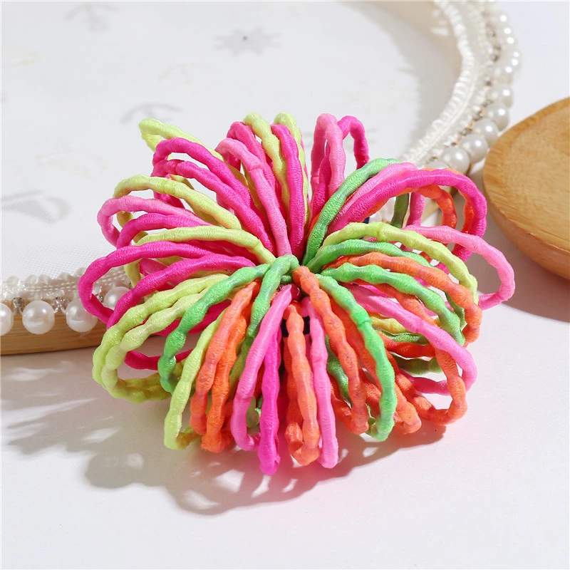S1-3cm 50PCS 50 шт./лот, 3 см, милые цветные резинки для волос для девочек, аксессуары для волос, эластичная веревка для детей, детская бабочка, конский хвост, держатель, модные резинки - Цвет: S1-3cm 50PCS