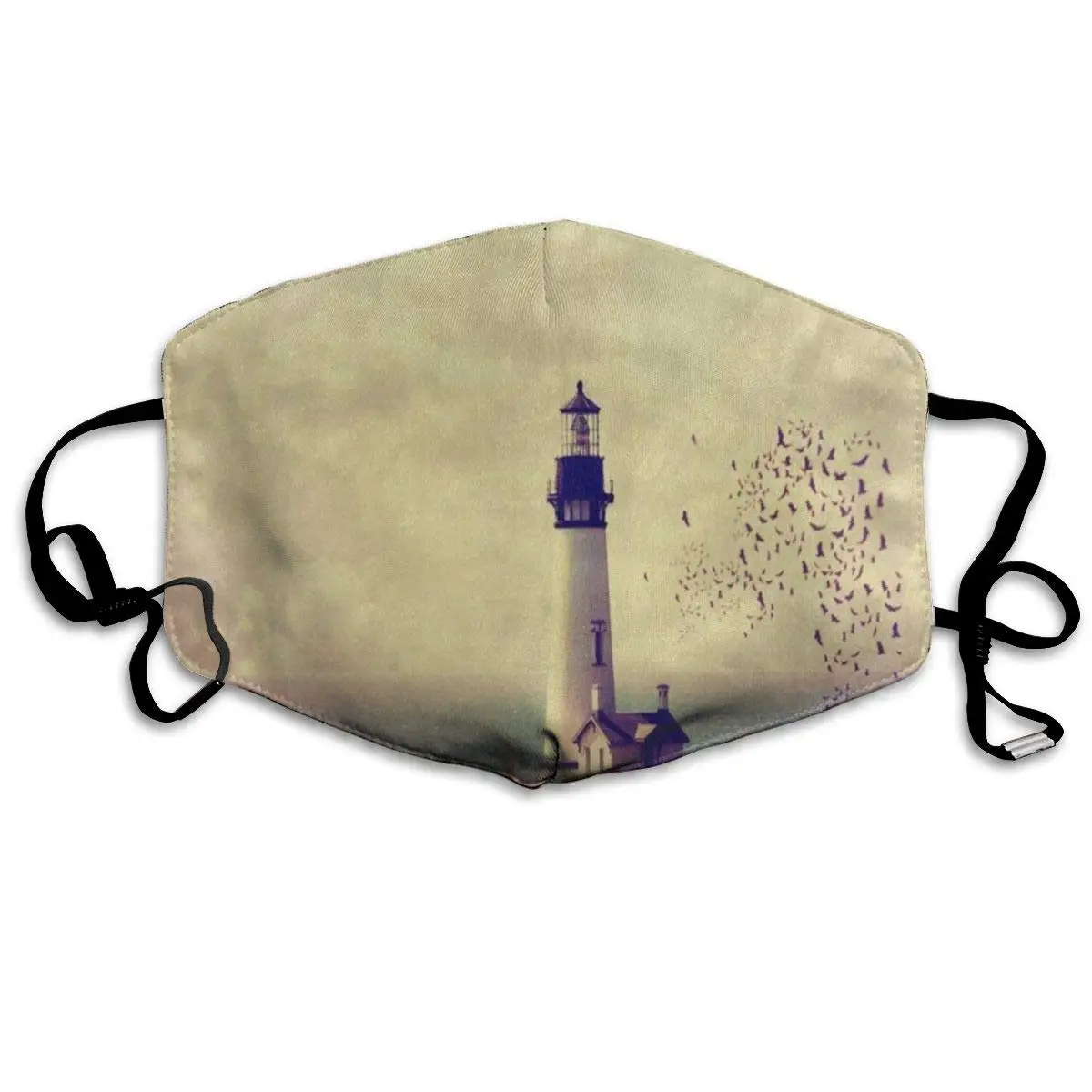Маска для лица маяк с птицей океан море пляж удивительная велосипедная