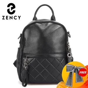 Женский винтажный рюкзак Zency из 100% натуральной кожи, элегантный черный повседневный рюкзак для отдыха, повседневные дорожные сумки, школьная сумка для девочек, белый цвет