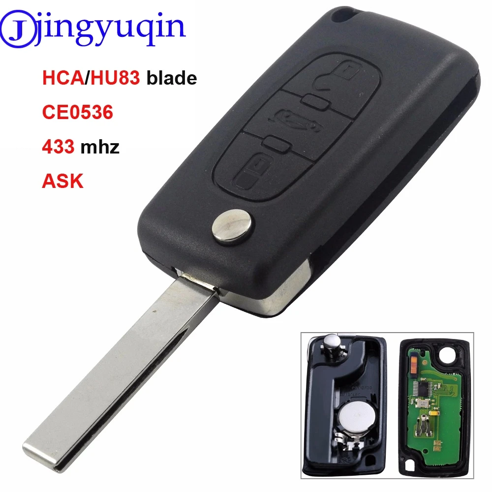 

Jingyuqin 10ps для Peugeot, для Citroen C3 C5 HU83 Blade CE0536 Flip Remote Key 3B с магистралью ASK 434mhz пульт дистанционного управления