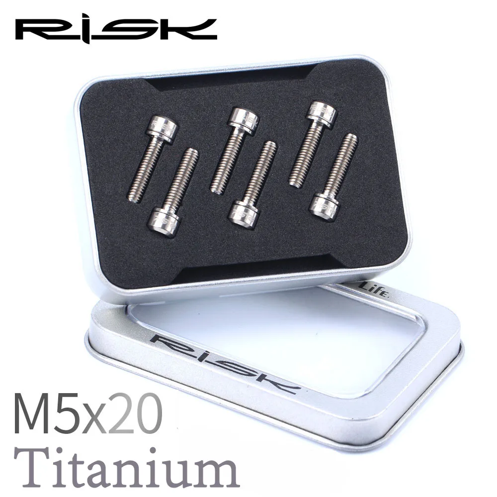 20mm-titanium Риска 6 шт./лот M5* 18/20 мм велосипедный вынос руля болты для выноса руля с шайбами Титан сплав Велоспорт велосипед горный велосипед винты+ прокладка M5x18mm M5x20mm - Цвет: 20mm-titanium