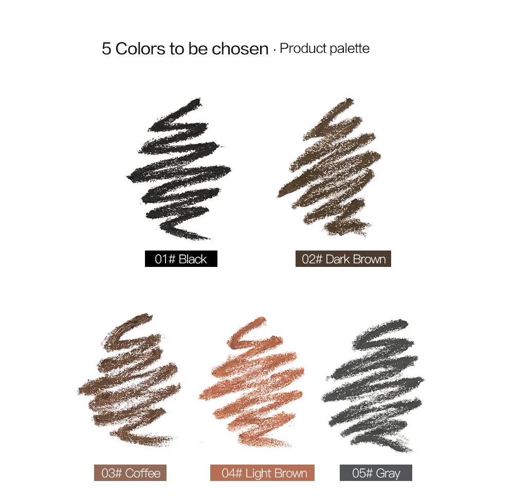 Niceface 5 цветов Двойная Головка Автоматическая карандаш для бровей Карандаш Макияж