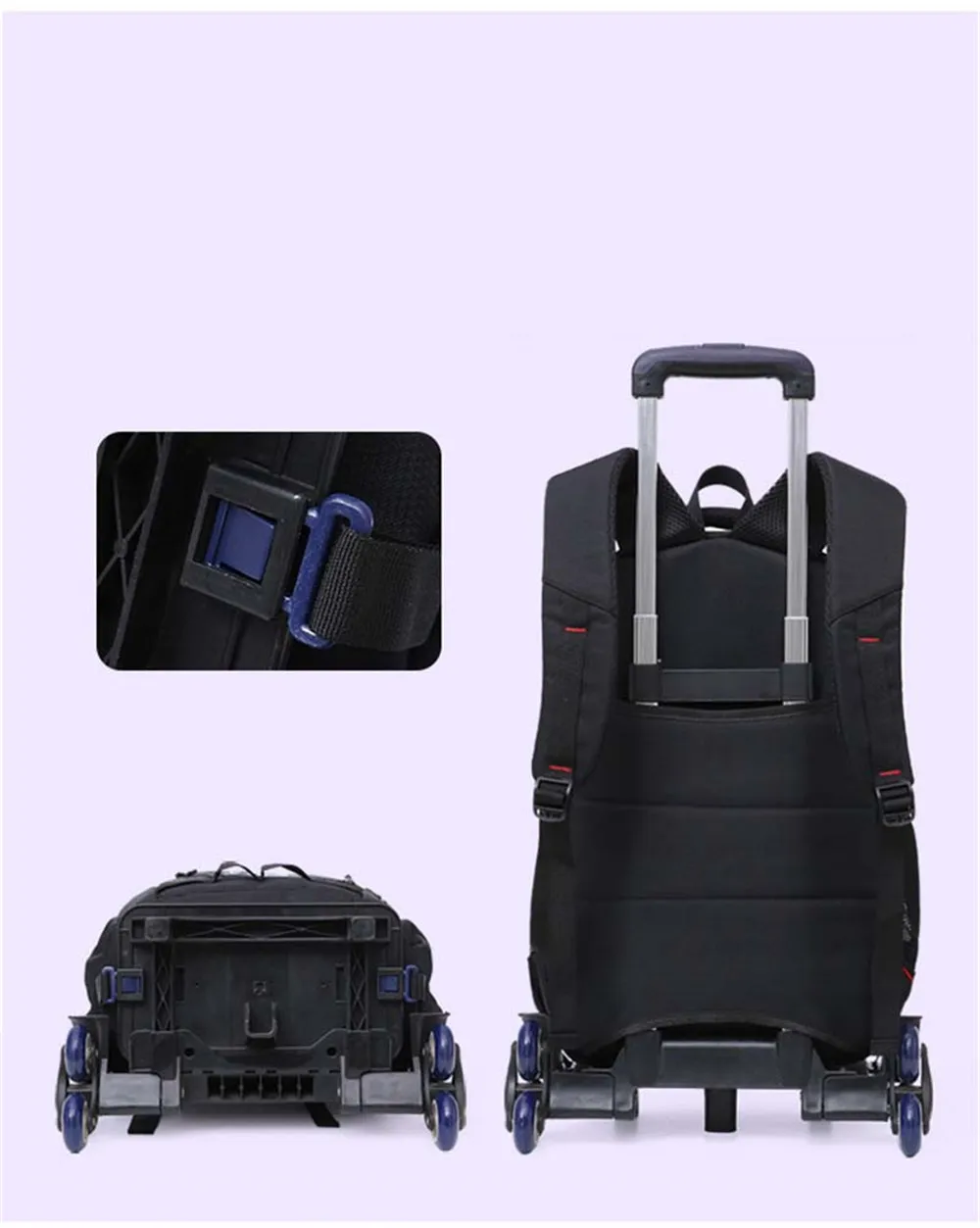 

Removable Children School Bags with 2/6 Wheels for Girls boys Large capacity Trolley Backpack Kids Climbing stairs Wheeled Bag