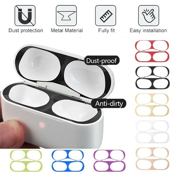 Пыленепроницаемый и устойчивый к царапинам стикер для AirPods Pro металлическая
