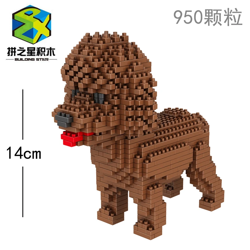 Hot Sale 950Pcs+Cartoon Aniaml Dog Building Blocks Pets Dachshund Schnauzer puppy 3D Model Mini Bricks educational toys gifts images - 6