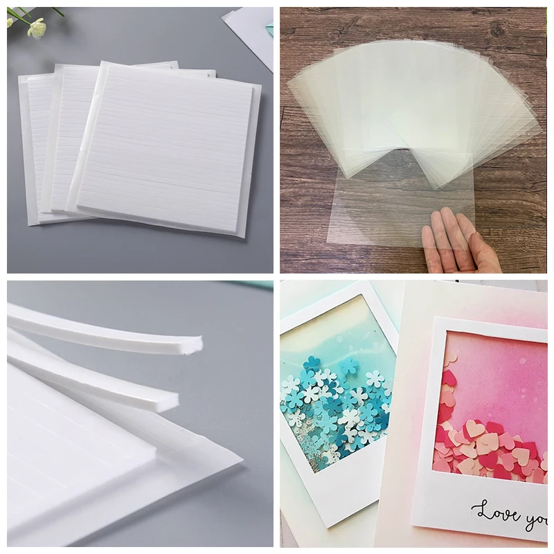 Clear Plastic Window Sheets and Double-Sided Adhesive Foam Strips for Diy Shaker Cards Making and Embellishments